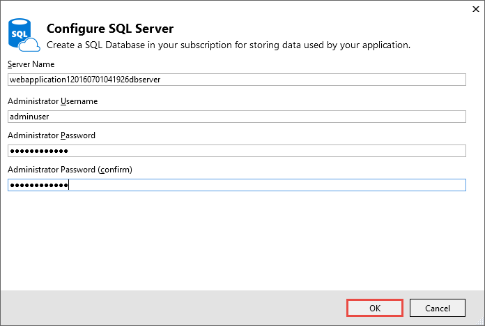 Cuadro de dialogo Configurar SQL Server